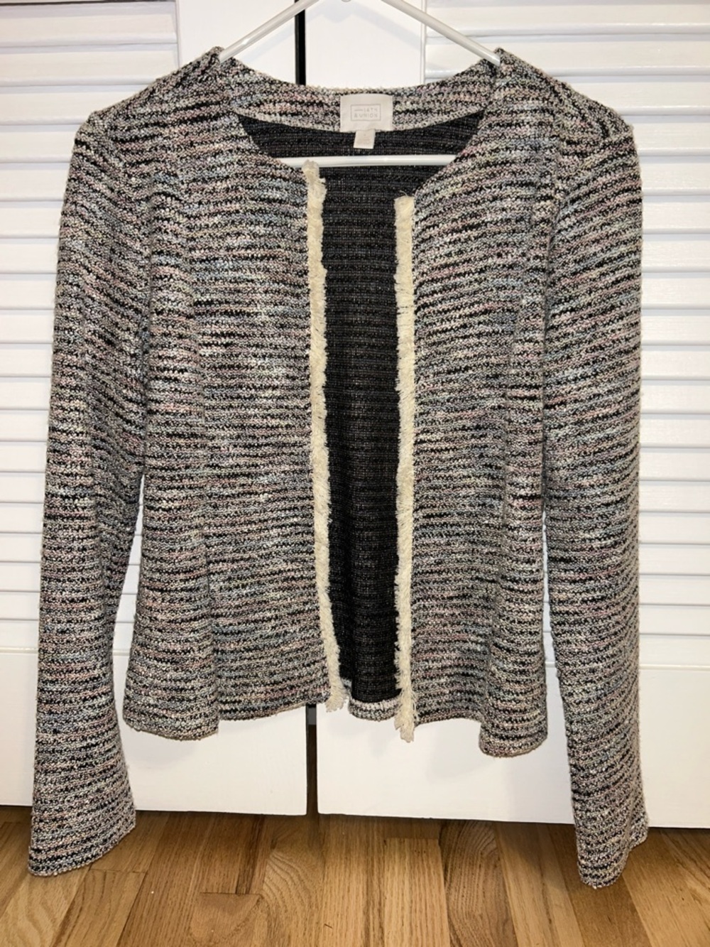 14th & Union Multicolor Fringe Trim Open Cardigan/Blazer
